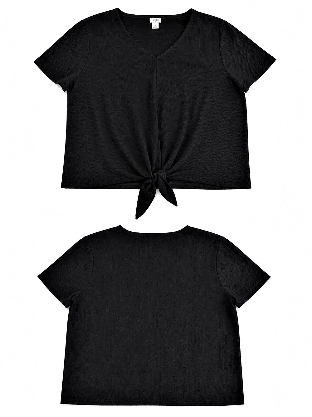 J.Crew Textured V-Neck Tie-Front Tee Black